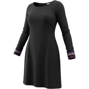 Forevercute Shift Dress Womens L Black Excellent Boho Beaded Cuff Cold Shoulder